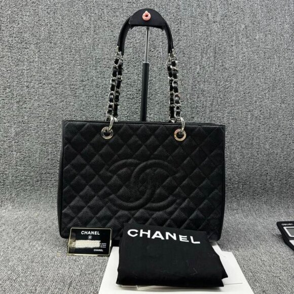 CHANEL Handbags - 100% Authentic CHANEL GST Black Caviar Tote Bag